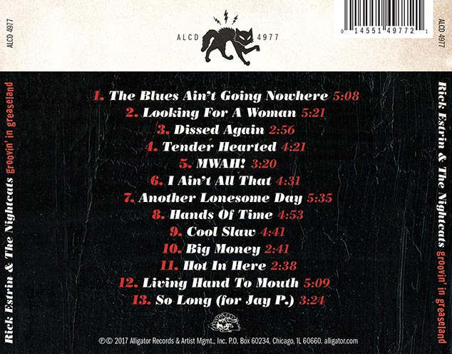 Groovin' In Greaseland back cover by Rick Estrin & The Nightcats